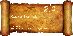 Ripka Henrik névjegykártya